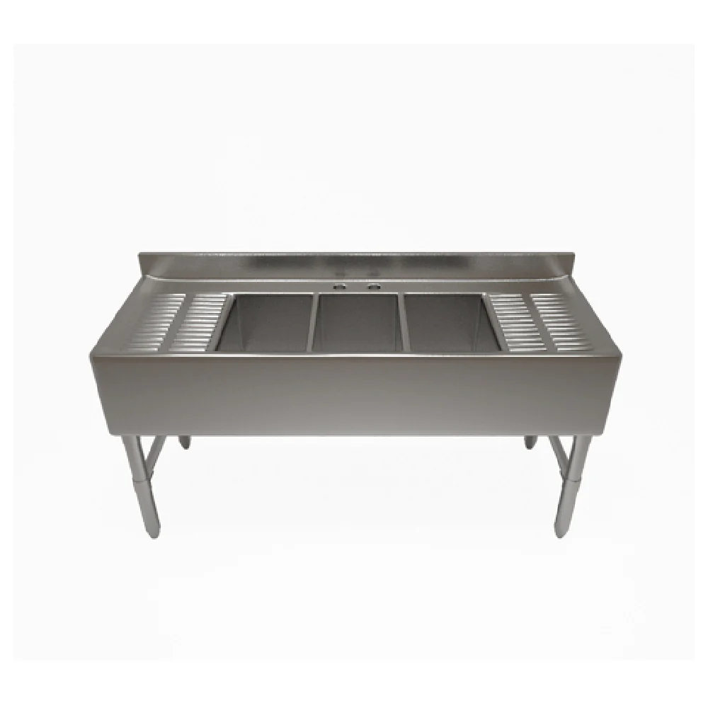 NBR Equipment UD-3-101410-60LR 60 Inch Underbar Sink Unit Stainless Steel with Drainboards NBR Equipment UD-3-101410-60LR 60 Inch Underbar Sink Unit Stainless Steel with Drainboards