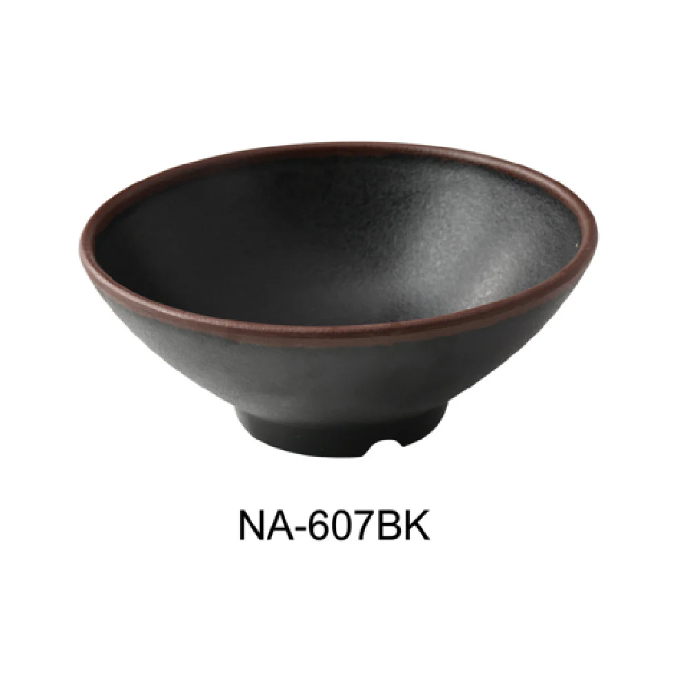 Yanco NA-607BK 26 Oz Round Bowl Melamine Dishwasher Safe Black with Brown Accent Yanco NA-607BK 26 Oz Round Bowl Melamine Dishwasher Safe Black with Brown Accent