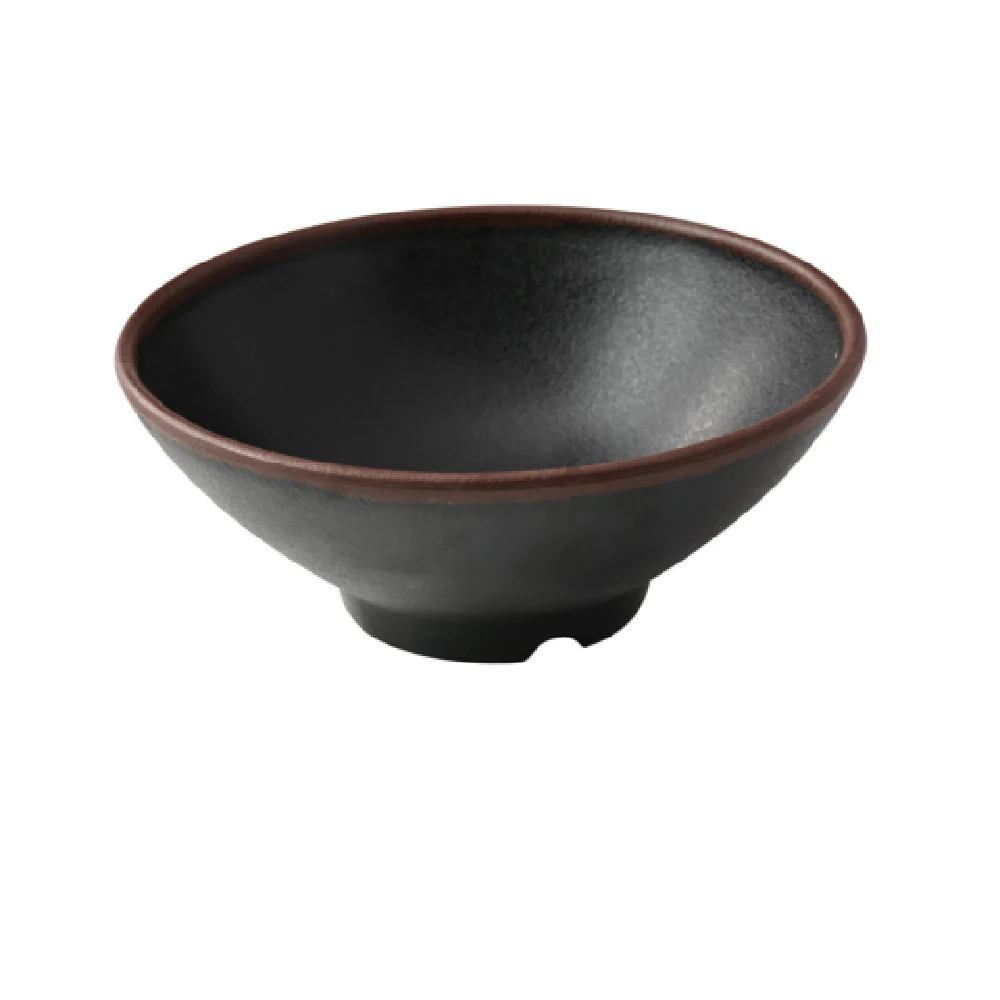 Yanco NA-607BK 26 Oz Round Bowl Melamine Dishwasher Safe Black with Brown Accent Yanco NA-607BK 26 Oz Round Bowl Melamine Dishwasher Safe Black with Brown Accent