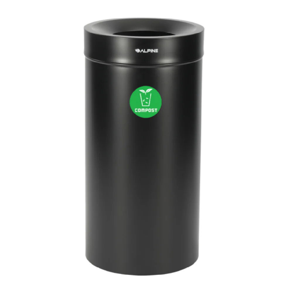 Alpine Industries ALP475-27-BLK-CO 16 Inch Compost Can Stainless Steel Black