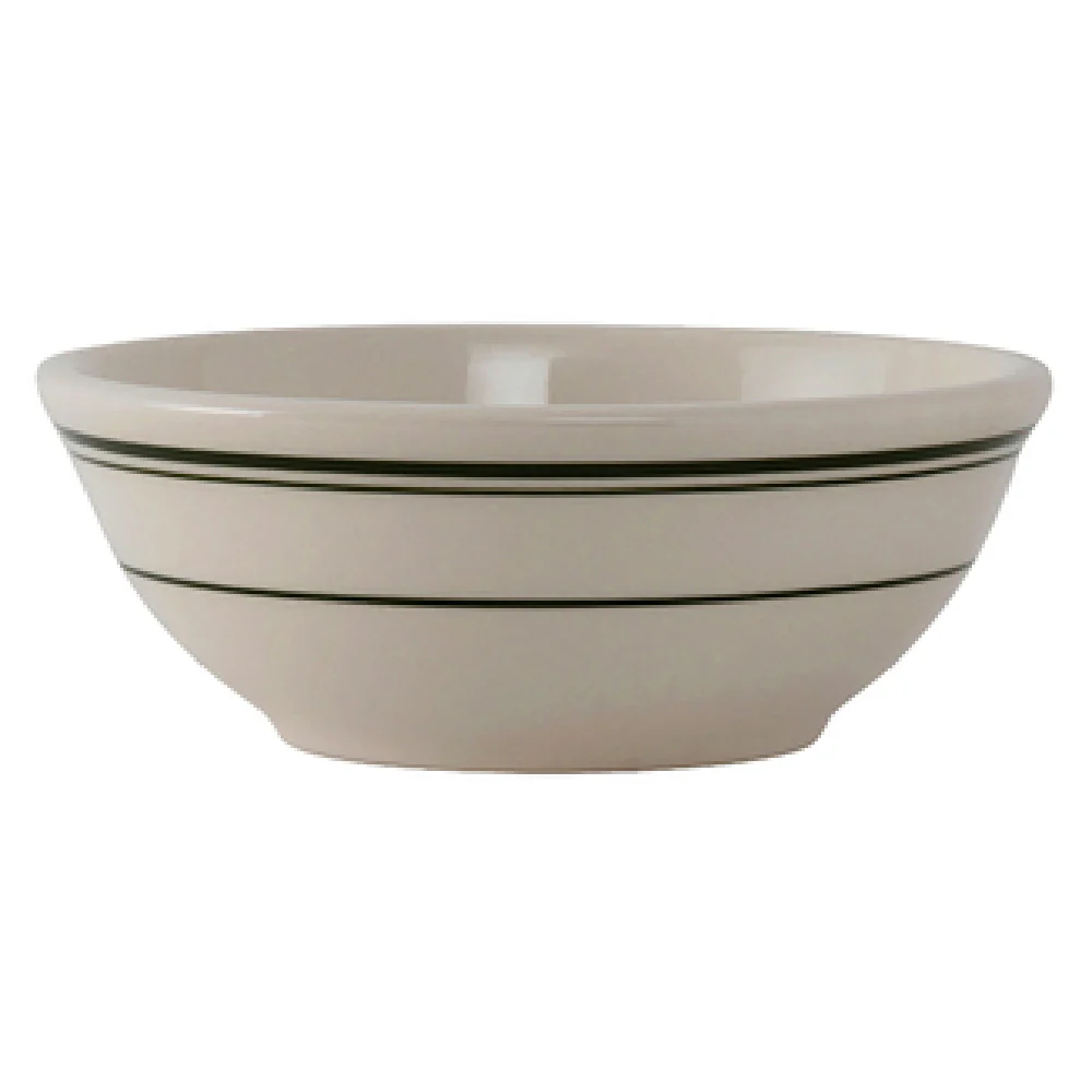 Tuxton TGB-015 13 Oz. Nappie Round Ceramic Bowl Green Band Lead Free Tuxton TGB-015 13 Oz. Nappie Round Ceramic Bowl Green Band Lead Free