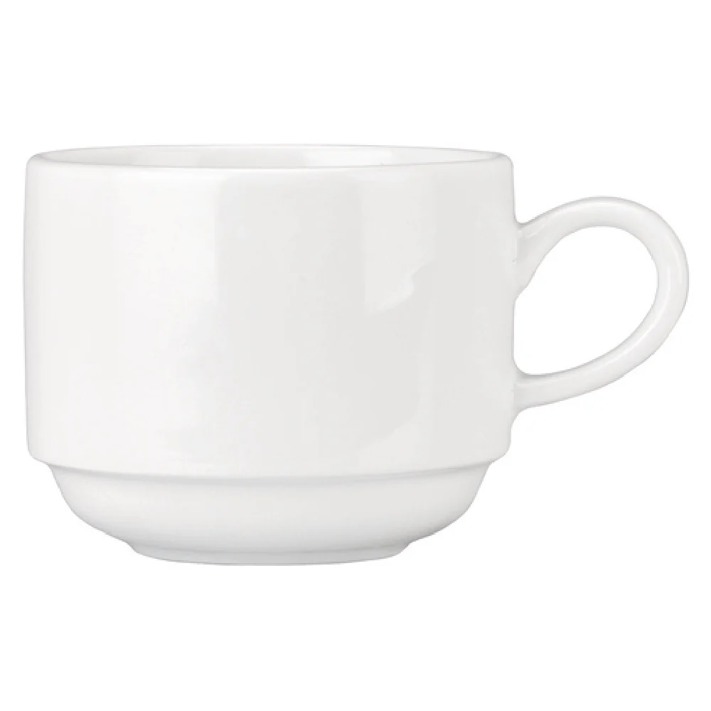 Libbey 999023531 9 Oz Cup With Handle Porcelain Stackable Lunar White