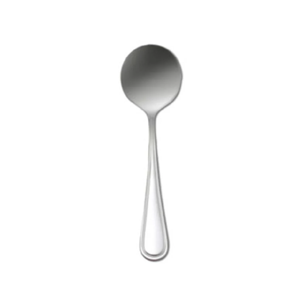 1880 Hospitality T015SBLF Bouillon Spoon 6 Inch Curved Border Stainless Steel