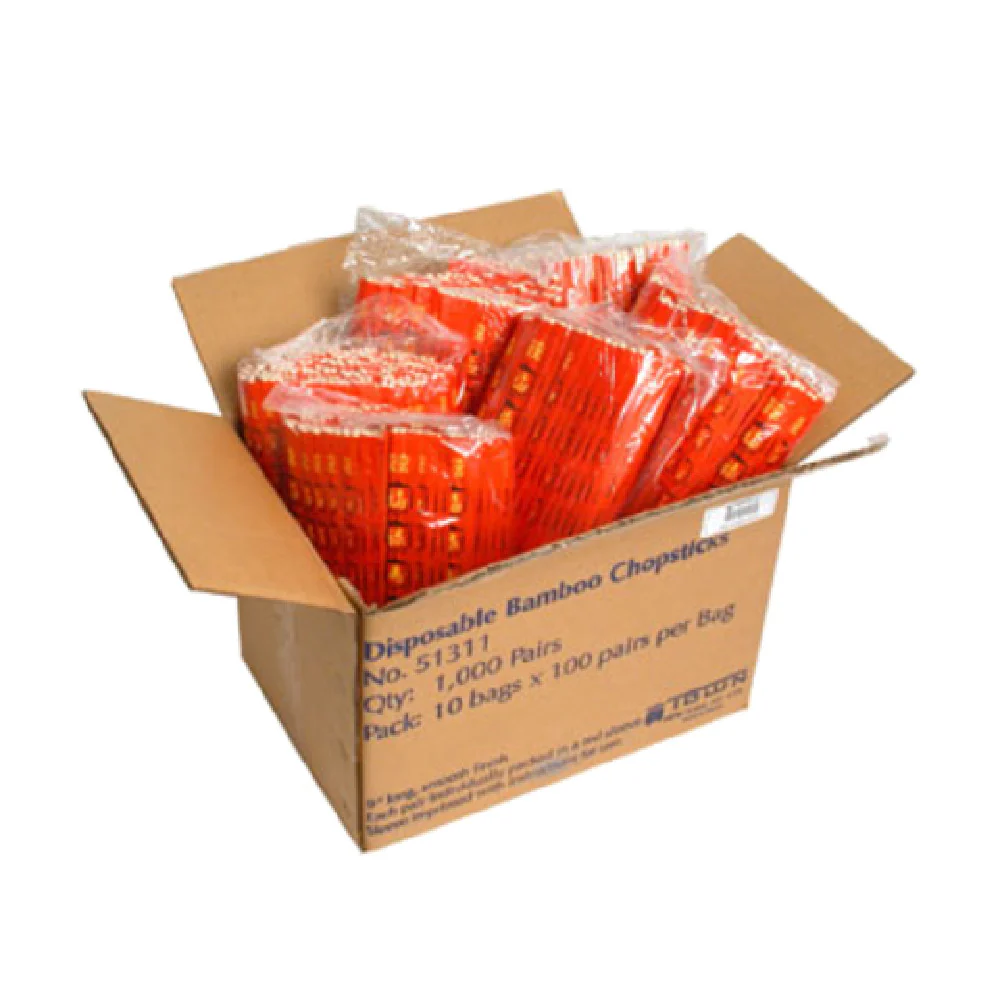 Town 51311 9-3/4 Inch Bamboo Chopsticks 1000 Pairs Wrapped in Red Sleeve