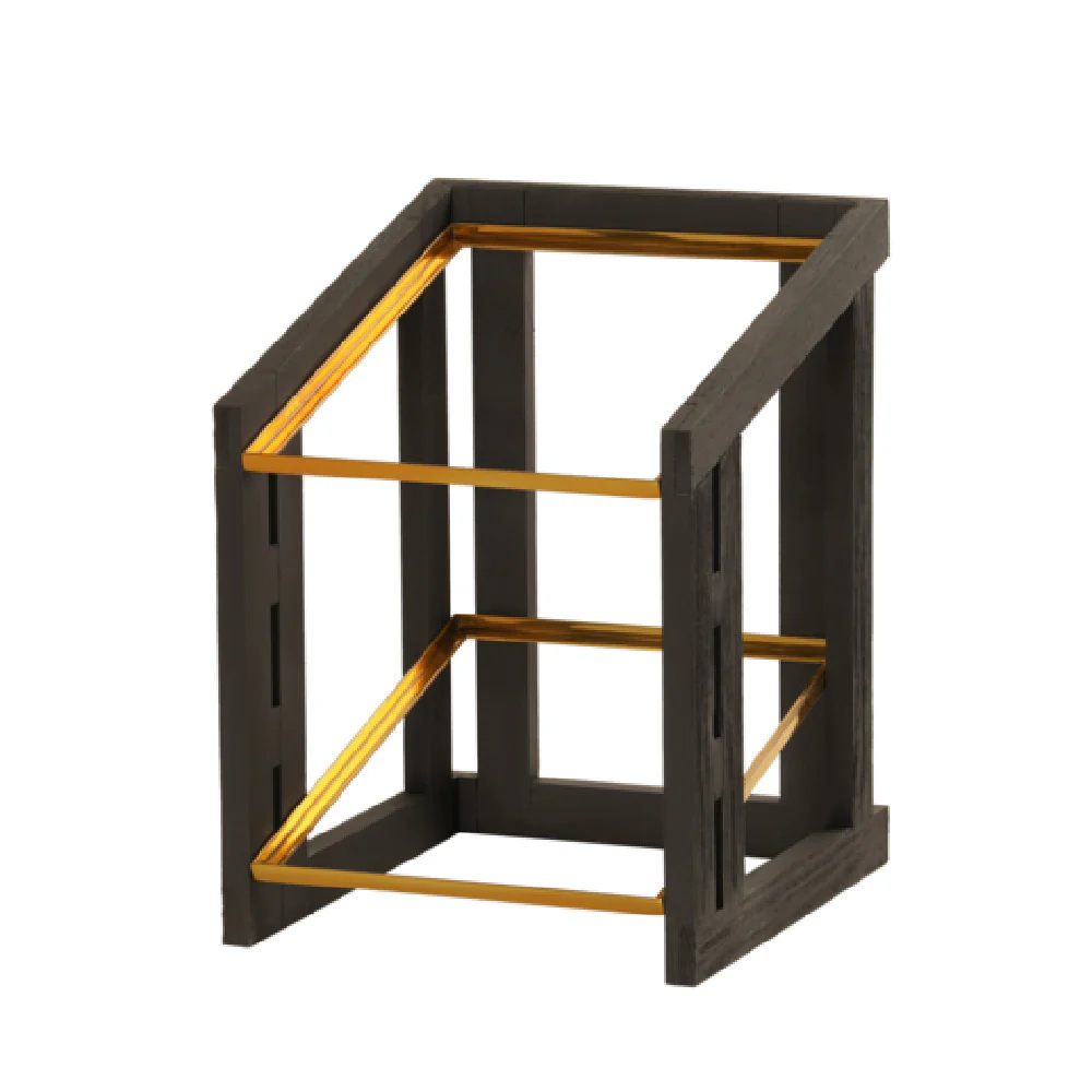 Cal-Mil 23781-2-13 12.5 Inch Tiered Display Stand Textured Wood and Antique Brass Cal-Mil 23781-2-13 12.5 Inch Tiered Display Stand Textured Wood and Antique Brass