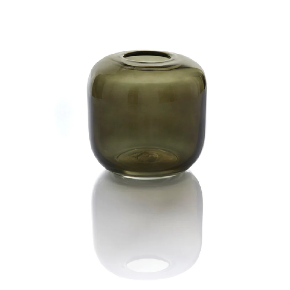 BauscherHepp 53.0092.0227 6.1 Inch Diameter Round Vase Glass Moss Green