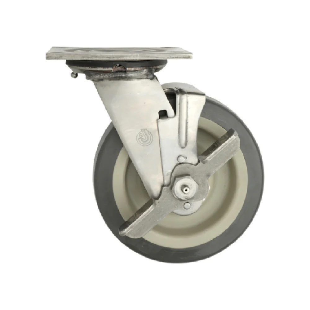 Metro C6PBGSA 6 Inch Plate Caster With Brake Polyurethane Wheel Stainless Steel