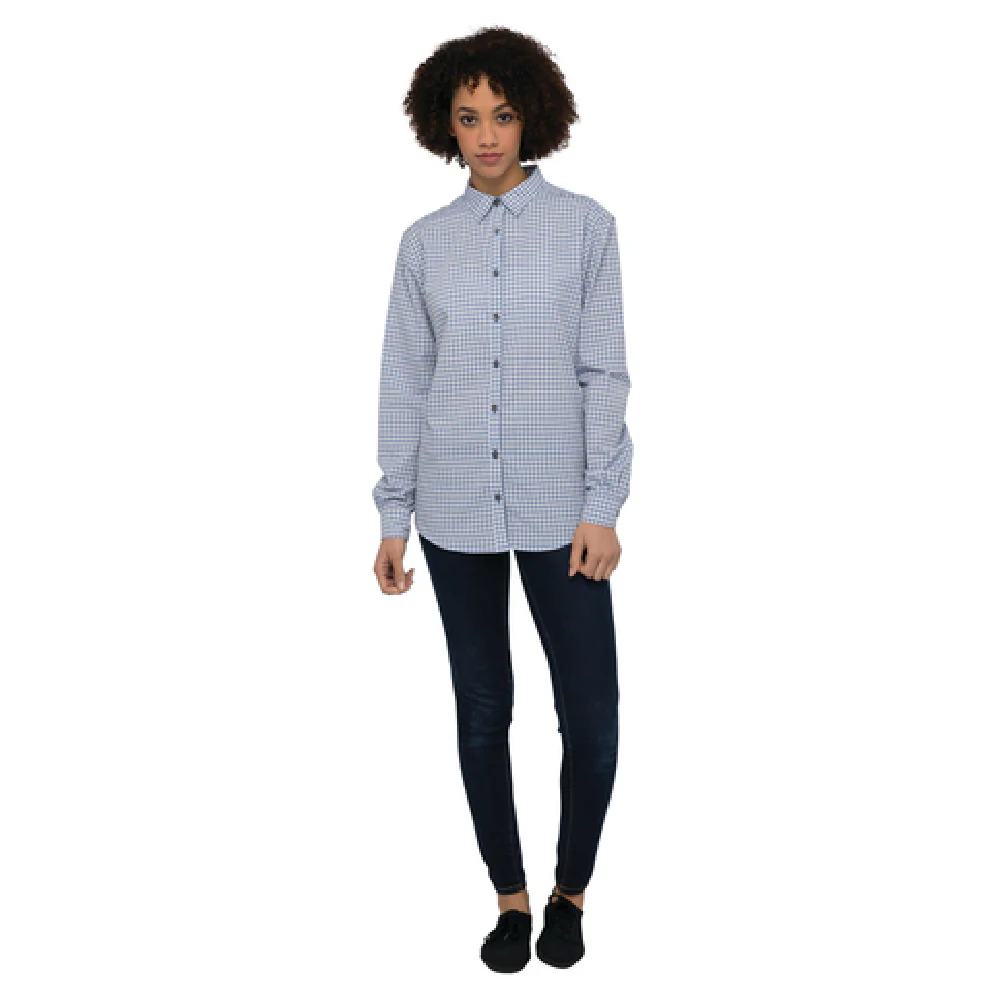 Chef Works SHC05W-SBE-2XL Women's Cook's Shirt Long Sleeve Blue PolyCotton Chef Works SHC05W-SBE-2XL Women's Cook's Shirt Long Sleeve Blue PolyCotton