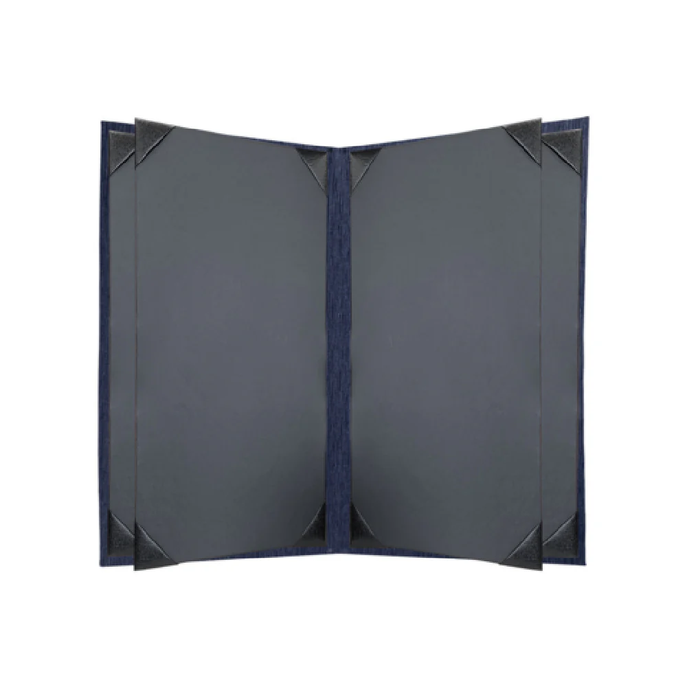 Risch STERLING-6V 8.5X14 Menu Cover with Black Vinyl and Shimmer Metallic Finish Risch STERLING-6V 8.5X14 Menu Cover with Black Vinyl and Shimmer Metallic Finish