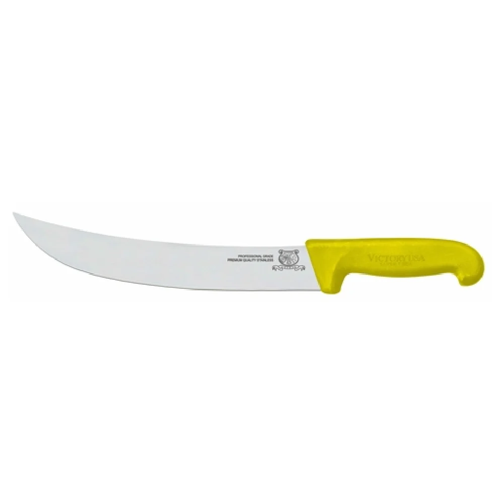 Omcan 23889 12 Inch Curved Blade Knife Stainless Steel Super Fiber Yellow Handle Omcan 23889 12 Inch Curved Blade Knife Stainless Steel Super Fiber Yellow Handle