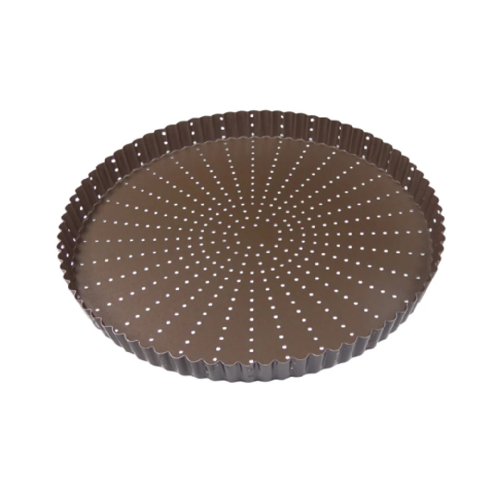 Louis Tellier 226335 10.23 Inch Tart Mold Non-Stick Perforated Fluted Tin Plated
