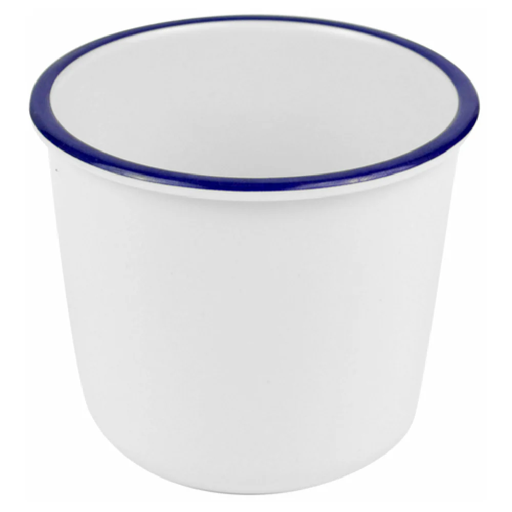 BauscherHepp TEW7610 13-1/2 Oz French Fry Pot Round White Melamine Blue Rim