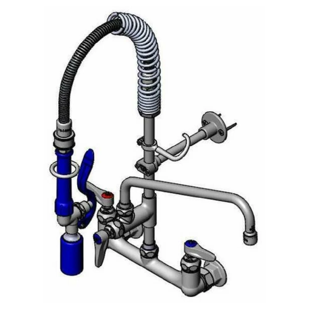 T&S Brass MPM-8WLN-12-SWV EasyInstall Mini Pre-Rinse Unit Wall Mount Mixing Faucet With 8