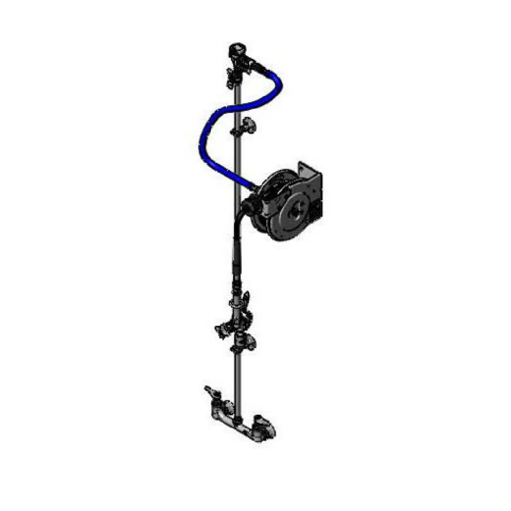 T&S Brass B-7102-U1CXS1E Hose Reel Assembly 12' Stainless Steel Open Reel Exposed Piping & B-0107-C T&S Brass B-7102-U1CXS1E Hose Reel Assembly 12' Stainless Steel Open Reel Exposed Piping & B-0107-C