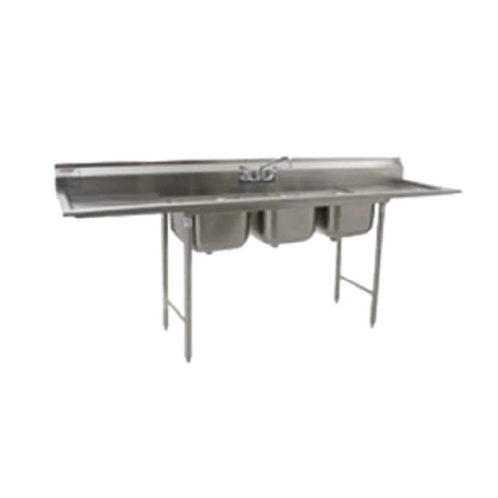 Eagle 412-16-3-24L-X 80-3/8 Inch Sink 3 Compartment with Left Drainboard Stainless Steel