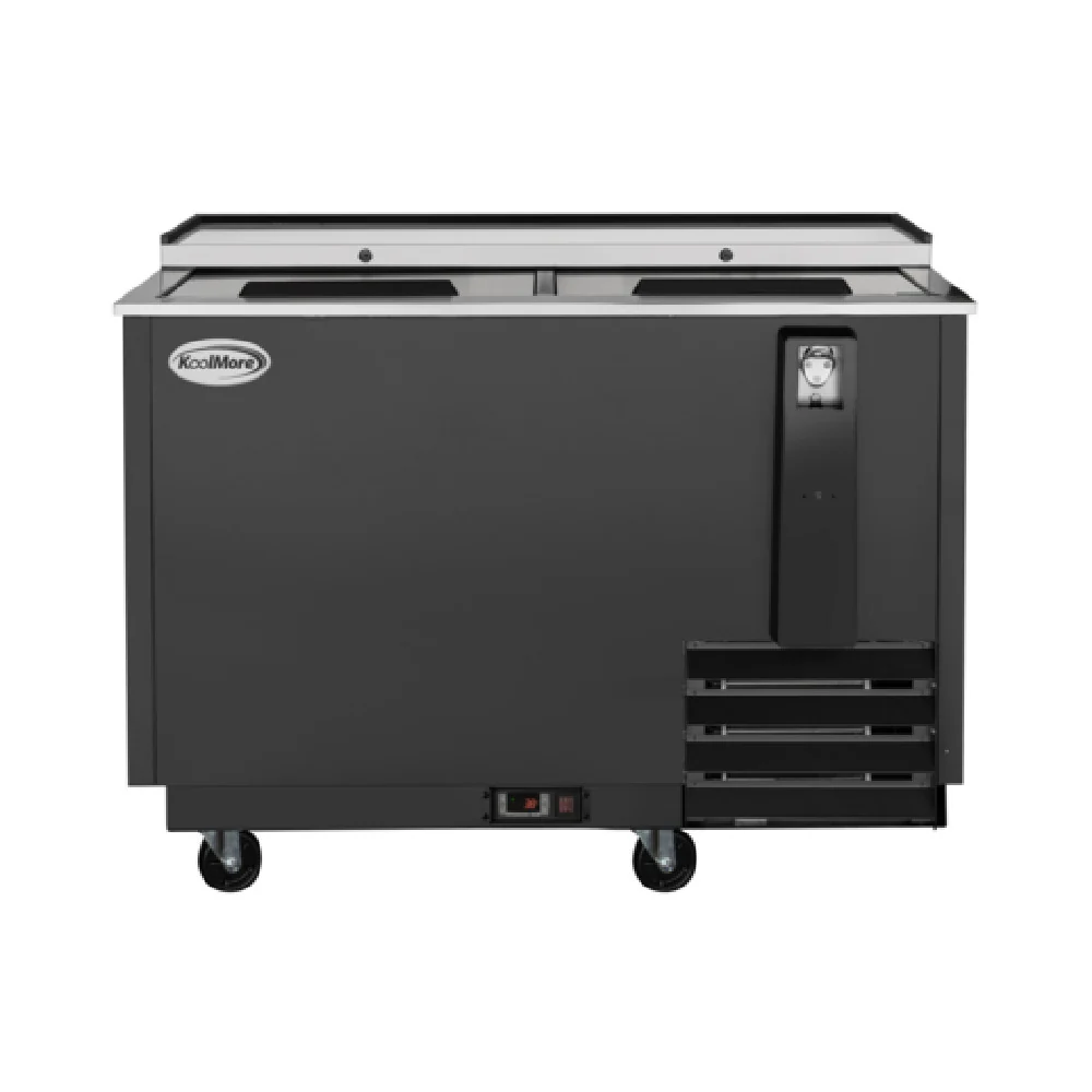 Koolmore KM-BOC50-BK 50 Inch Commercial Bottle Cooler 14 Cu Ft with Opener and Casters Koolmore KM-BOC50-BK 50 Inch Commercial Bottle Cooler 14 Cu Ft with Opener and Casters
