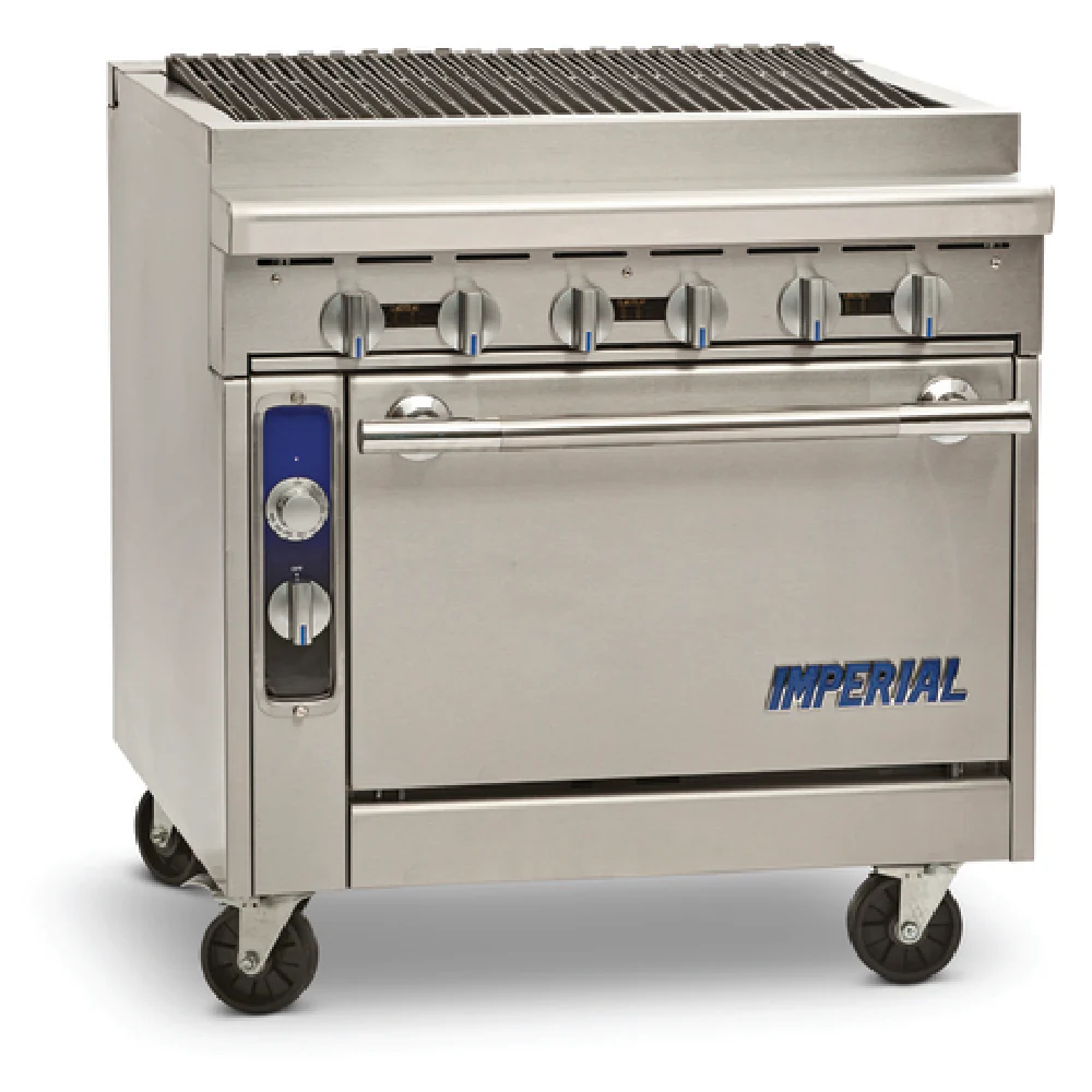 Imperial IHR-RB-XB_LP 36 Inch Heavy Duty Gas Range Charbroiler 90000 BTU Imperial IHR-RB-XB_LP 36 Inch Heavy Duty Gas Range Charbroiler 90000 BTU