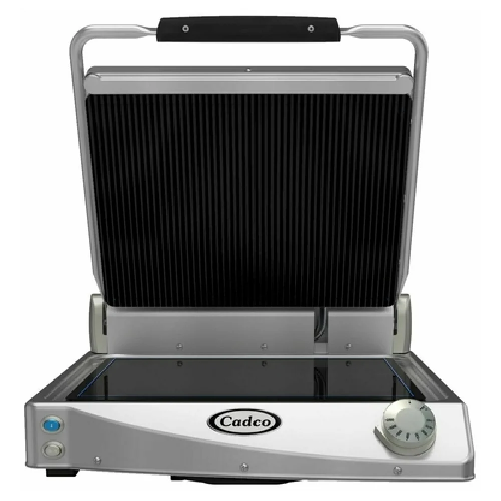 Cadco CPG-15 15 Inch Jumbo Single Panini Grill Ribbed Top and Smooth Bottom Cadco CPG-15 15 Inch Jumbo Single Panini Grill Ribbed Top and Smooth Bottom
