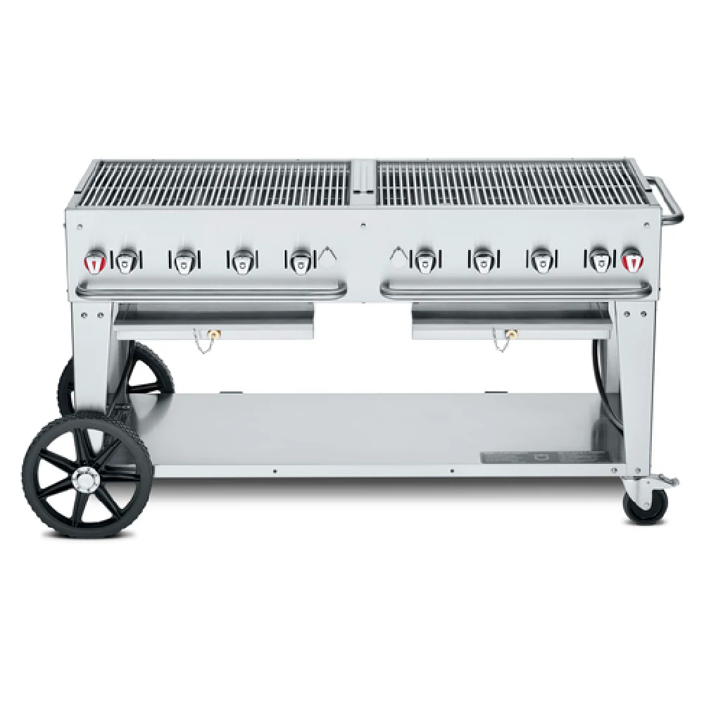 Crown Verity CV-MCB-60LP 69 Inch Mobile Charbroiler Gas 8 Burners Stainless Steel