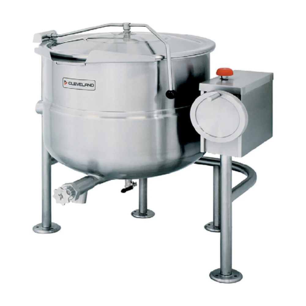 Cleveland KDL80T 80 Gallon Manual Tilt Kettle Direct Steam Stainless Steel with 2/3 Steam Jacket