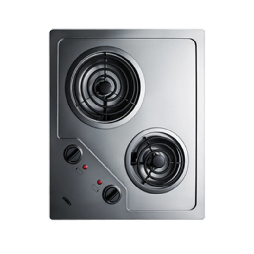 Summit CR2B224S 21-1/4 Inch Electric Cooktop Radiant Stainless Steel 2 Burners Summit CR2B224S 21-1/4 Inch Electric Cooktop Radiant Stainless Steel 2 Burners