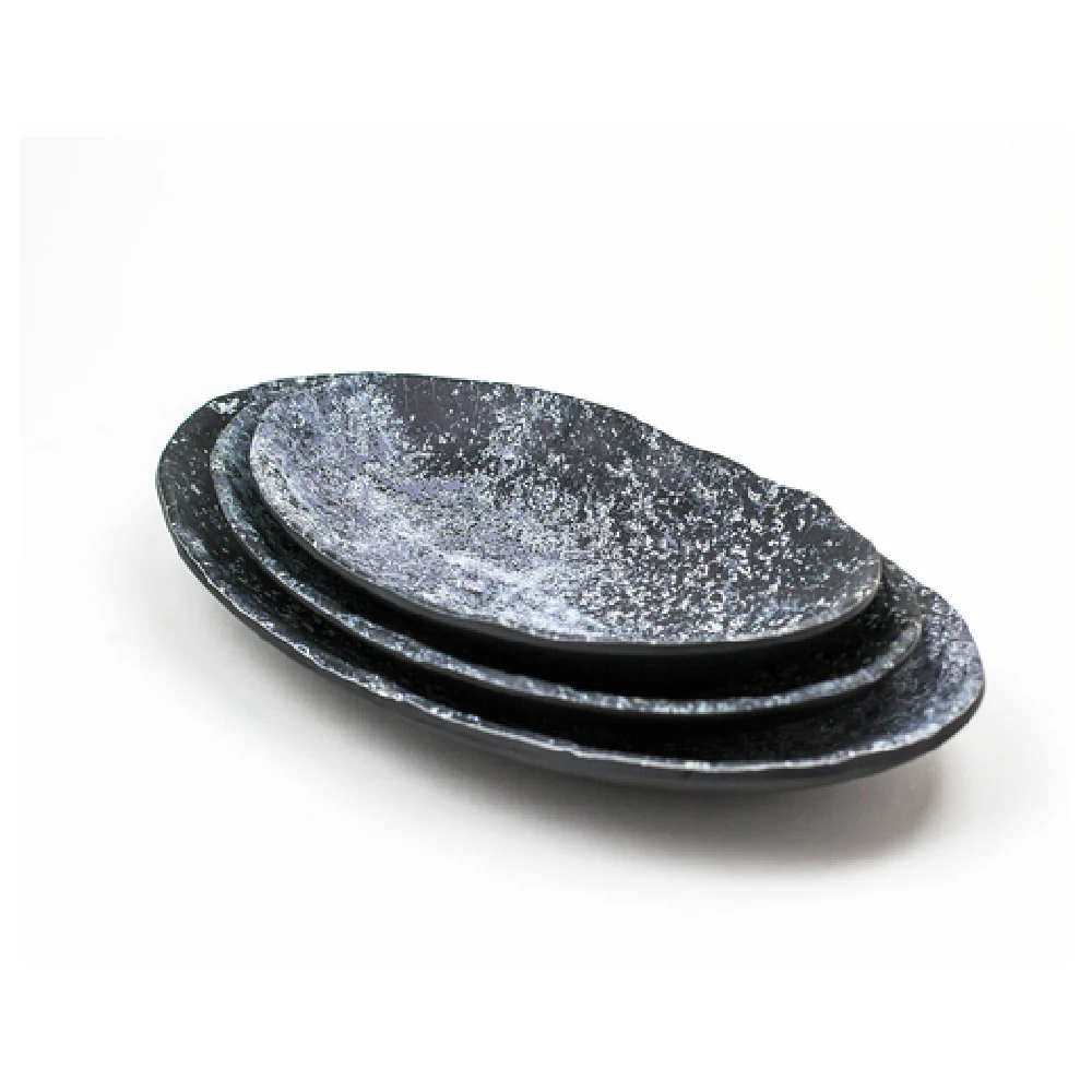 GET Enterprises 15005085007 12-2/5 Inch Oval Plate Large with Weathered Pewter Melamine GET Enterprises 15005085007 12-2/5 Inch Oval Plate Large with Weathered Pewter Melamine