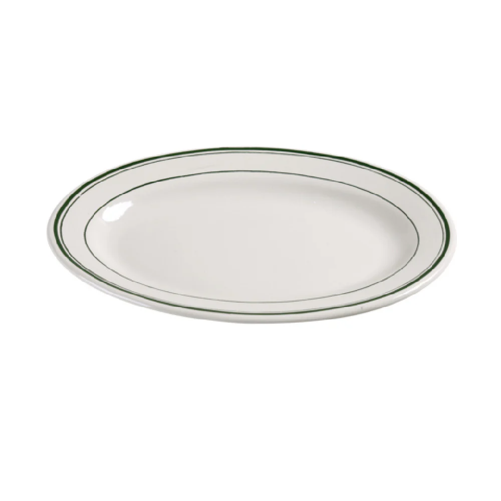 Yanco GB-33 7 Inch Oval Green Band Platter Ceramic Dishwasher Oven Microwave Safe Yanco GB-33 7 Inch Oval Green Band Platter Ceramic Dishwasher Oven Microwave Safe