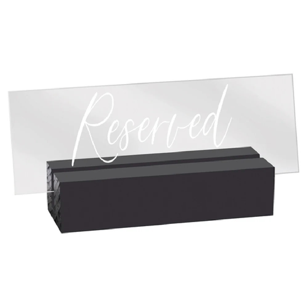 Cal Mil 22335-13 5-3/4 Inch Reserved Sign Crystal Acrylic with Black Wood Base Cal Mil 22335-13 5-3/4 Inch Reserved Sign Crystal Acrylic with Black Wood Base