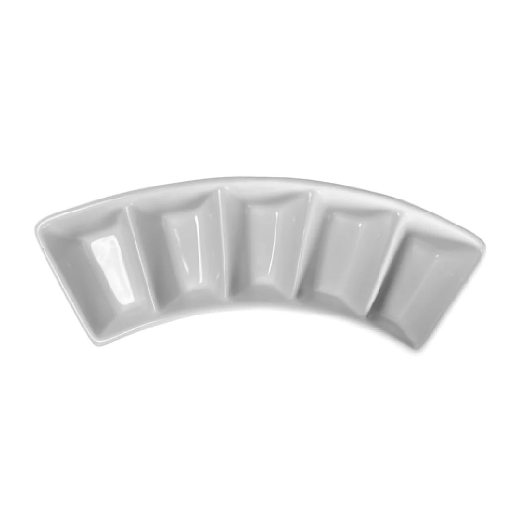 Vertex China ARG-D5A 10 Inch Porcelain Dish with 5 Compartment - Bright White Vertex China ARG-D5A 10 Inch Porcelain Dish with 5 Compartment - Bright White