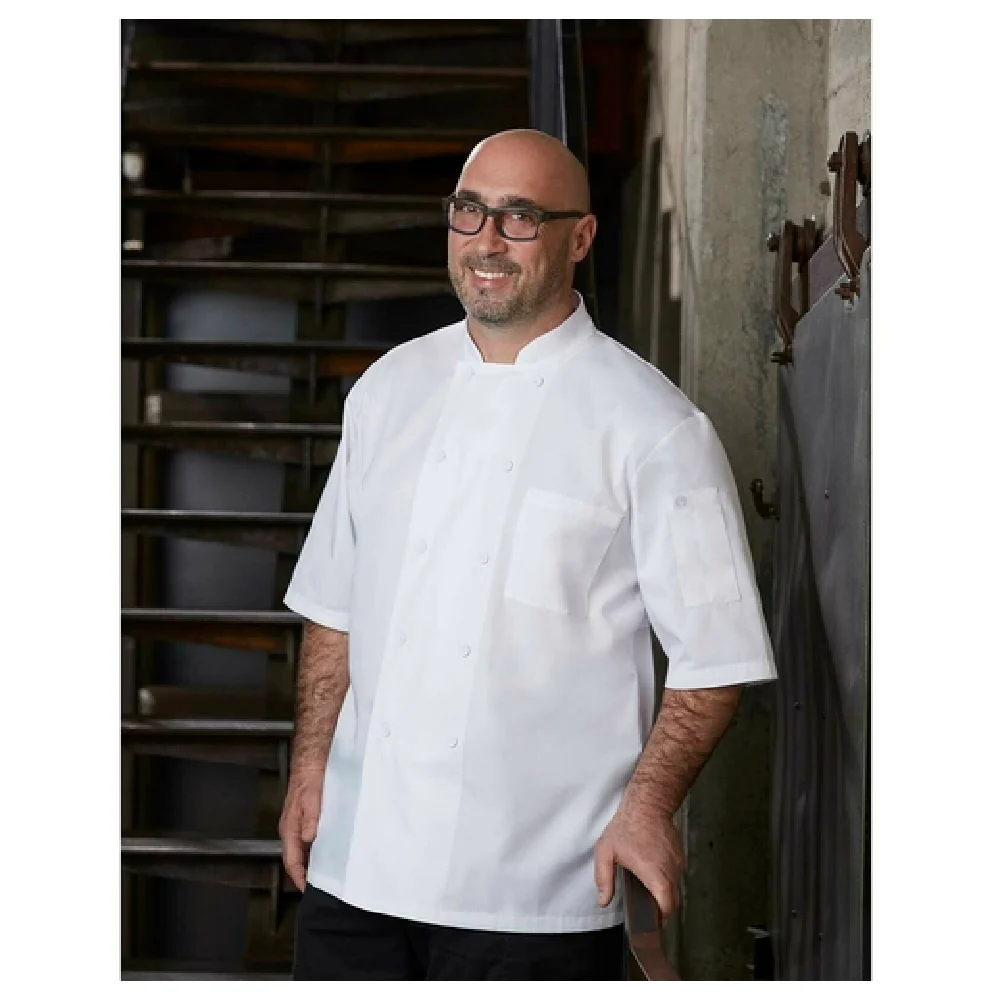 Chef Works JLCV-WHT-XL Unisex Chef Coat Double-breasted Short Sleeves White Chef Works JLCV-WHT-XL Unisex Chef Coat Double-breasted Short Sleeves White