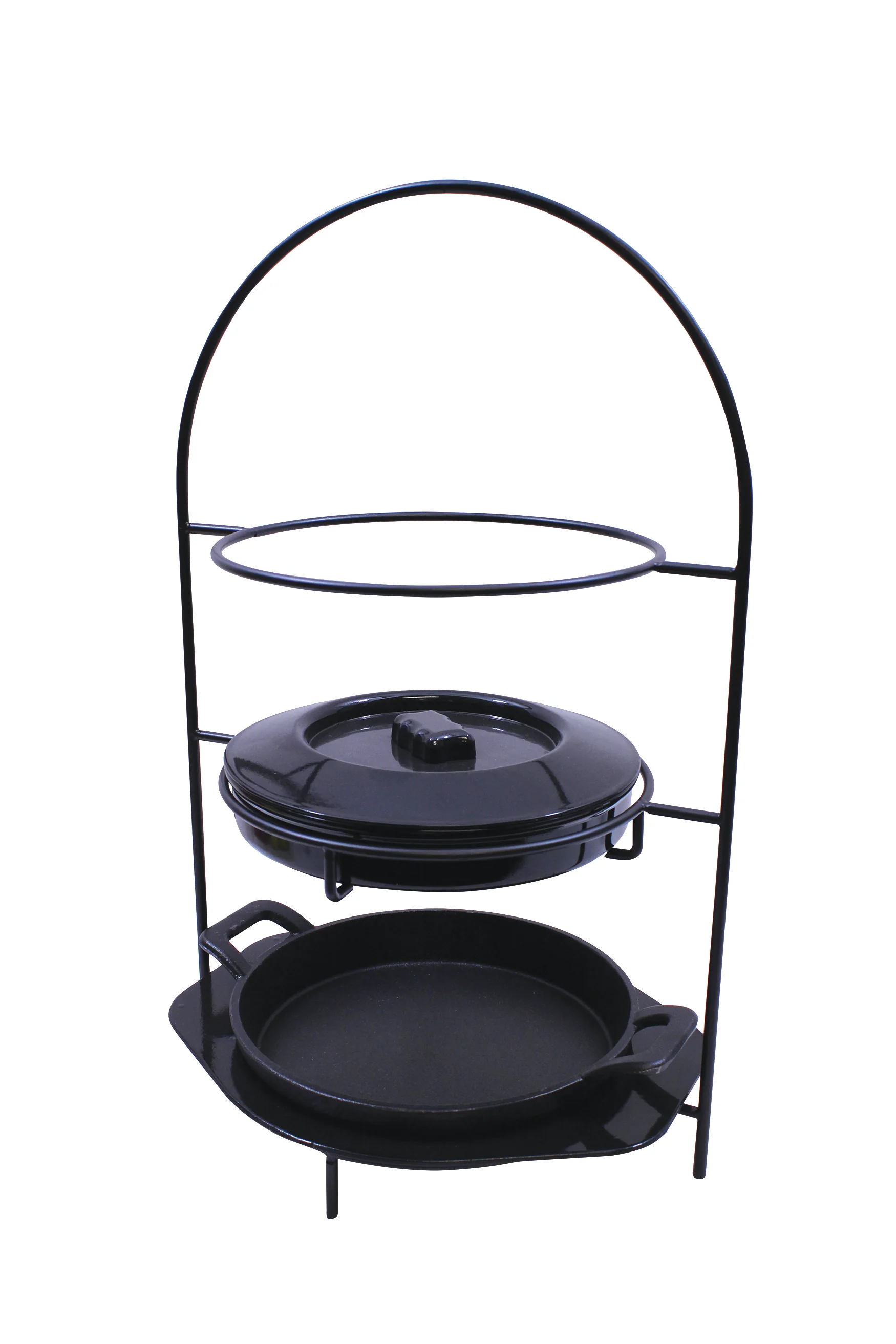 Tablecraft FTR1711KIT 17 Inch Round Metal Fajita Rack Display Stand with Cast Iron Platter Tablecraft FTR1711KIT 17 Inch Round Metal Fajita Rack Display Stand with Cast Iron Platter