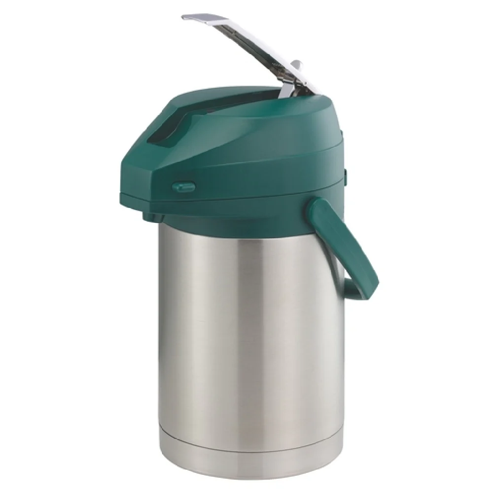 Service Ideas CTAL22GRN 2.2 Liter Airpot Lever Style Green Lid Stainless Steel