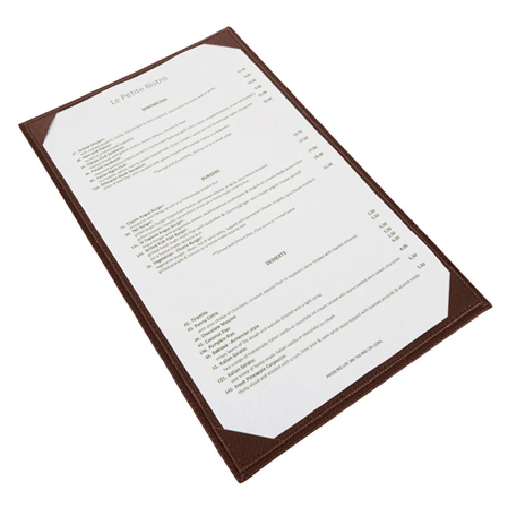 Winco LMS-814BN Legal Size Menu Cover Leather-like Single Brown