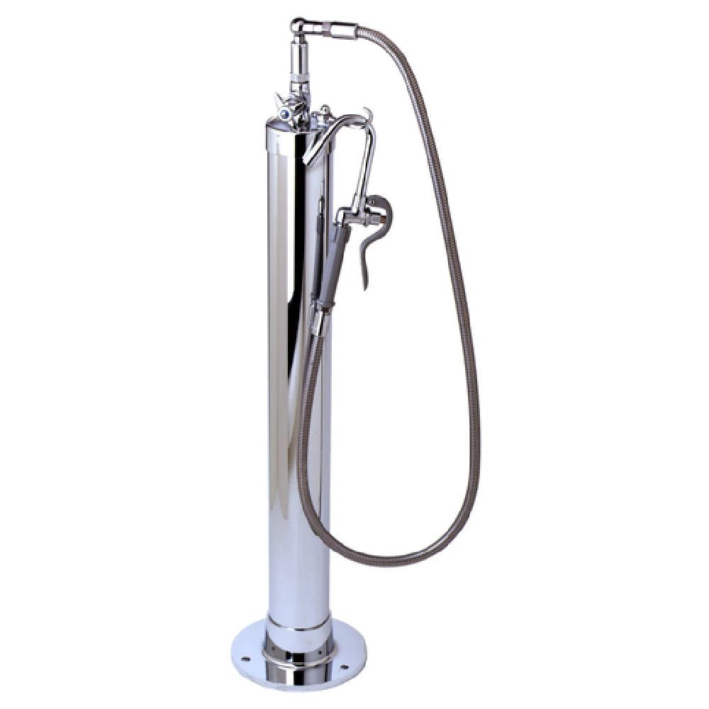 T&S Brass B-0187 68 Inch Kettle Filler Stanchion with Hot and Cold Water Valves Brass Chrome-plated Finish