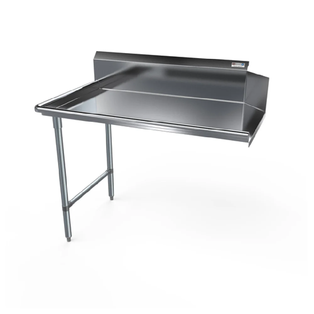 NBR Equipment CDT-60L 60 Inch Economy Dishtable Galvanized Legs Stainless Steel with 10 Inch Backsplash