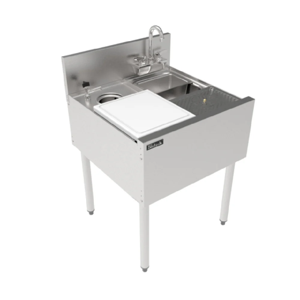 Perlick TSF24PS-SBRT 24 Inch Underbar Prep Sink with Sink Bowl Cutting Board and Glass Rinser