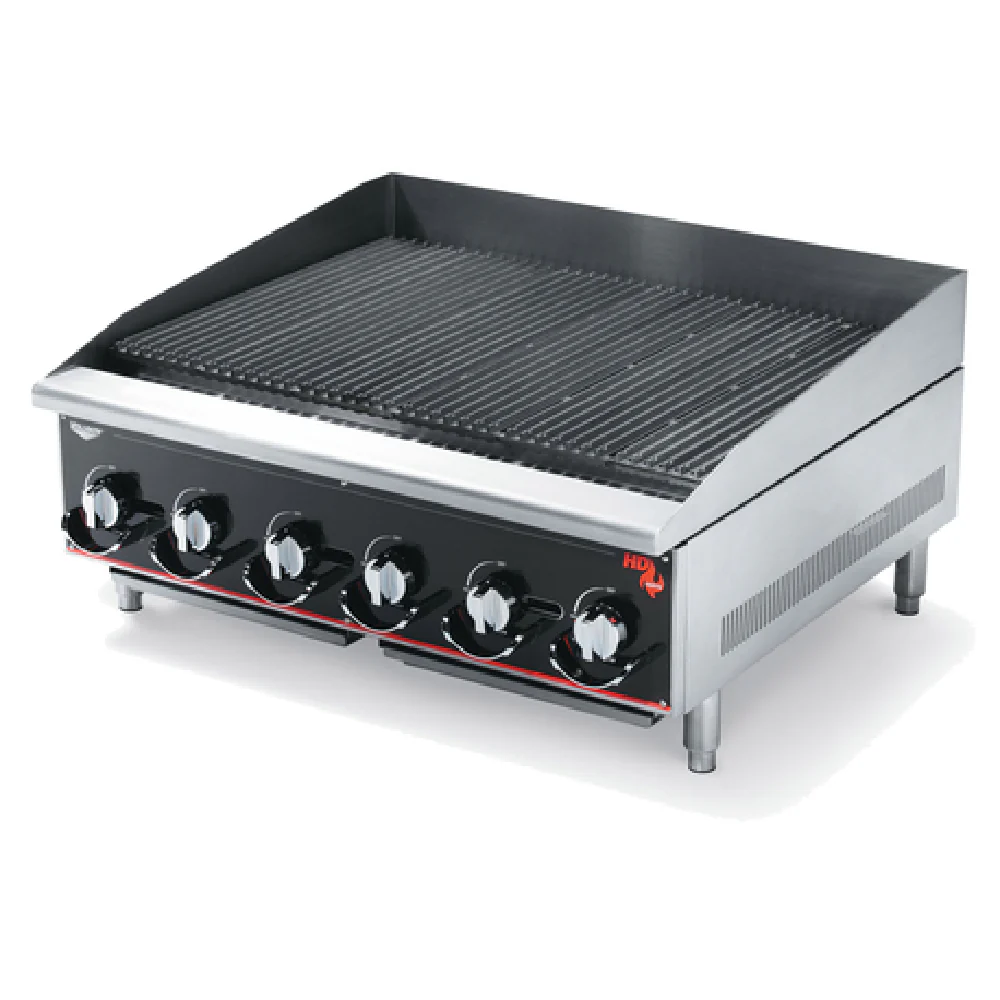 Vollrath 936CG 36 Inch Heavy-Duty Charbroiler Gas Countertop 6 Burner 120000 BTU