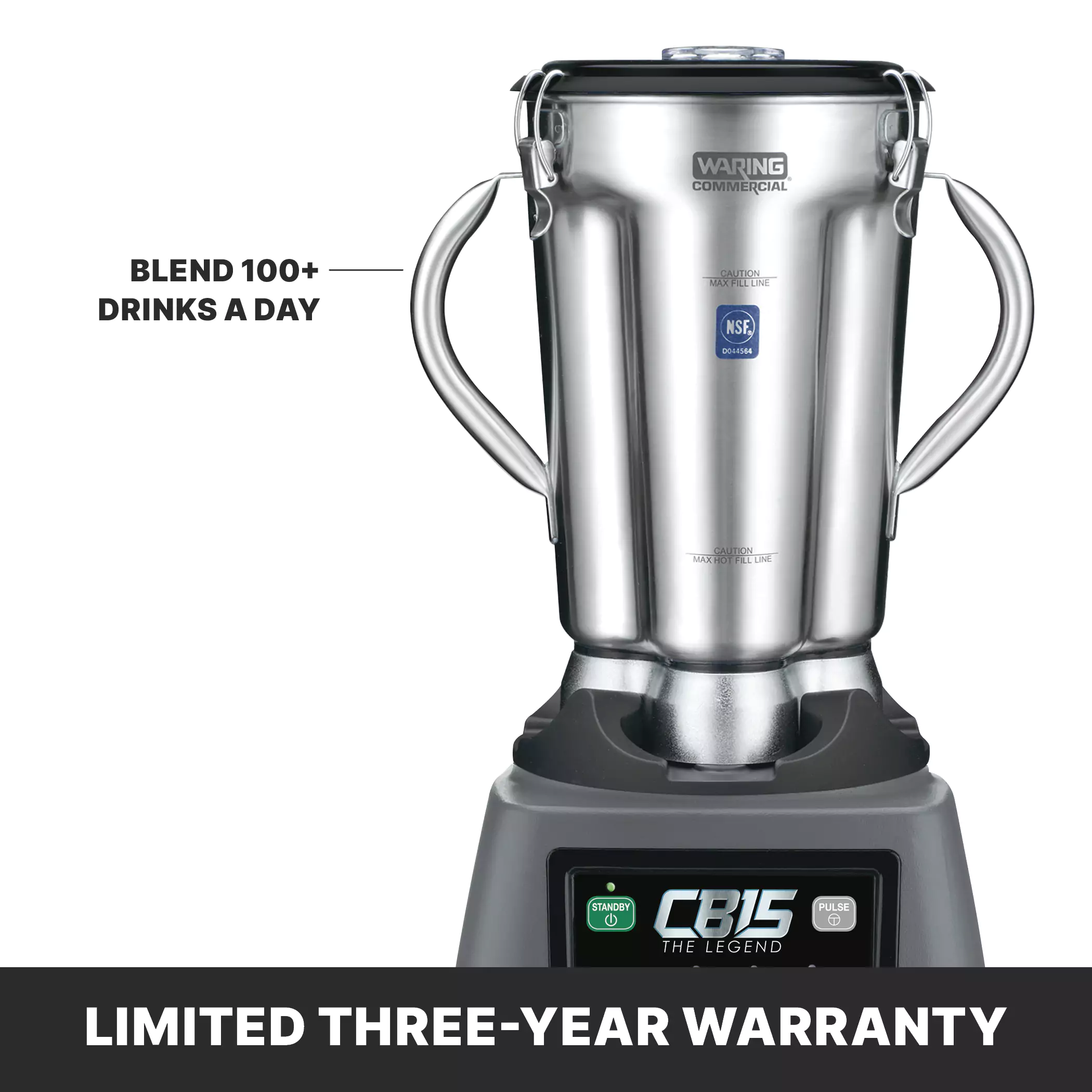 Waring CB15K 15 Inch Electric Commercial Blender 4 Liter Stainless Steel Container Waring CB15K 15 Inch Electric Commercial Blender 4 Liter Stainless Steel Container