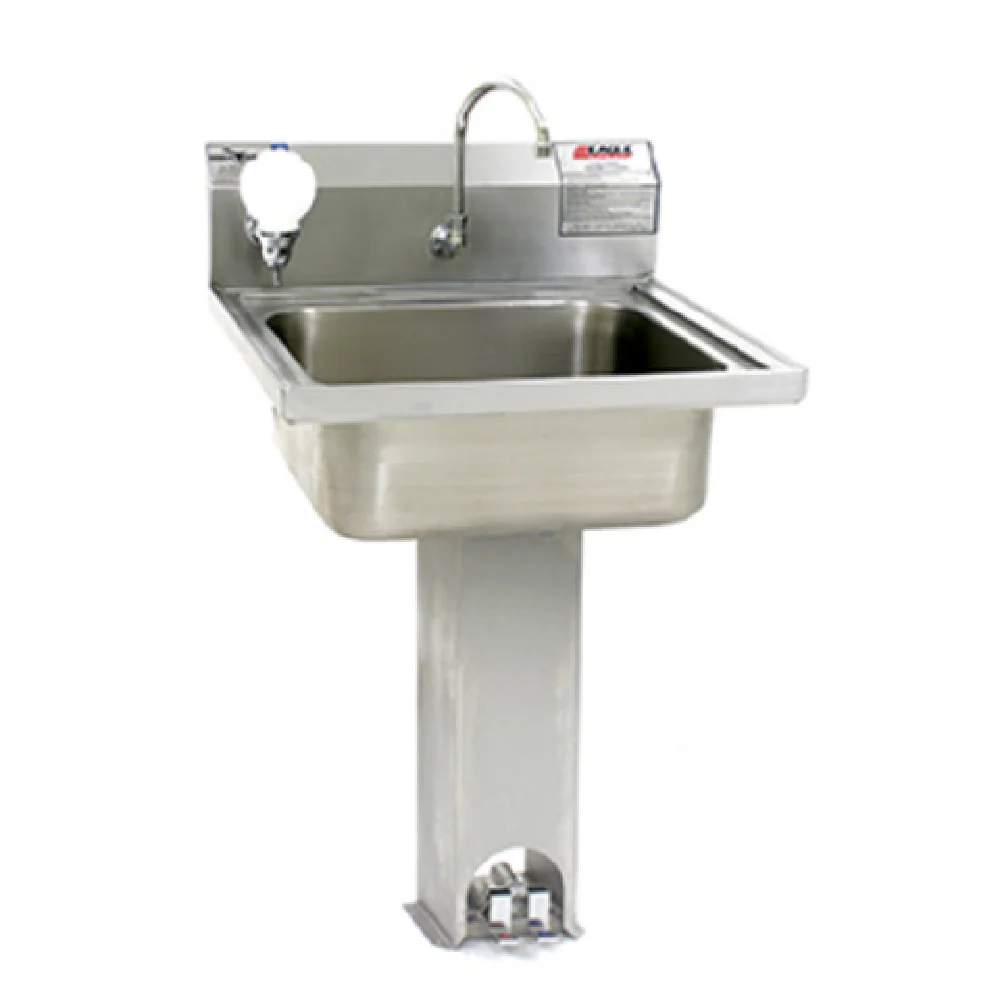 Eagle P1916 15-3/4 Inch Lavatory Hand Sink Stainless Steel Pedestal Mount with Soap Dispenser