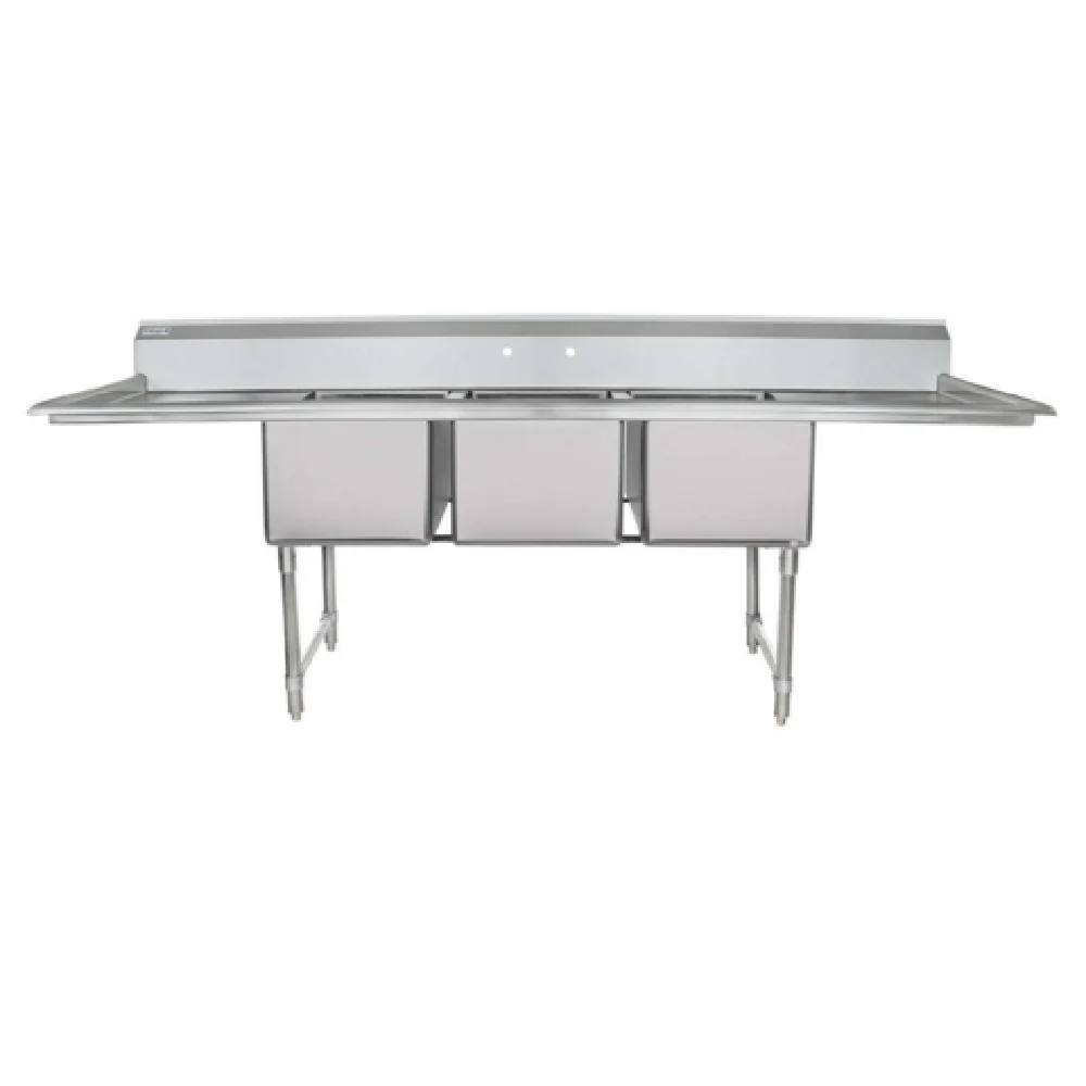 Empura Stainless EHD31824LR24 106 Inch Sink Heavy Duty 16 Gauge 3 Bowl with Drainboards Empura Stainless EHD31824LR24 106 Inch Sink Heavy Duty 16 Gauge 3 Bowl with Drainboards