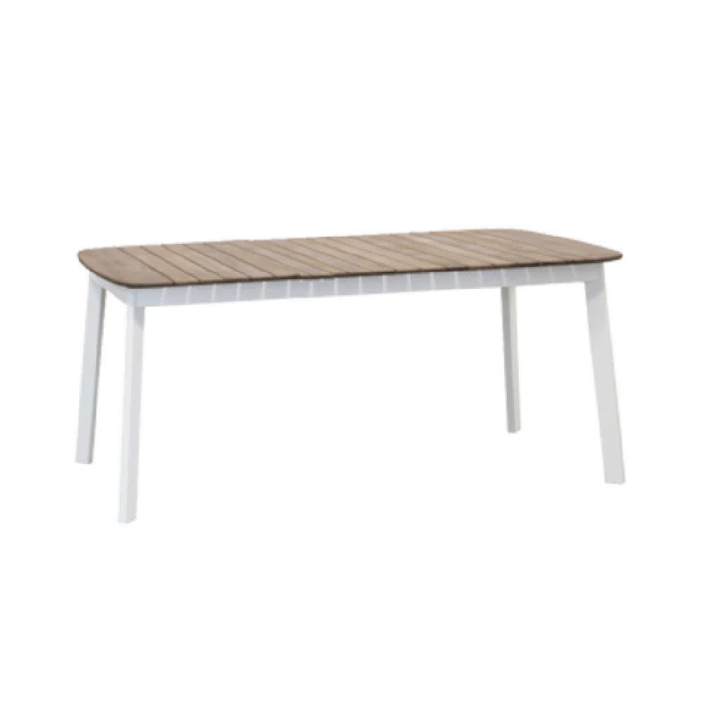 emuamericas, llc 299 66 Inch Shine Teak Table Outdoor Aluminum with Wood Top