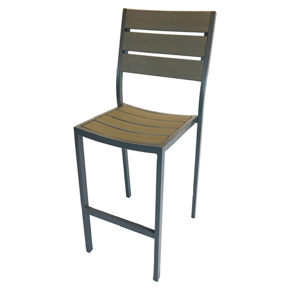 Plantation Prestige Commercial Furniture 8770300-02 18 Inch Bar Stool Stacking Armless Aluminum Faux Wood Plantation Prestige Commercial Furniture 8770300-02 18 Inch Bar Stool Stacking Armless Aluminum Faux Wood