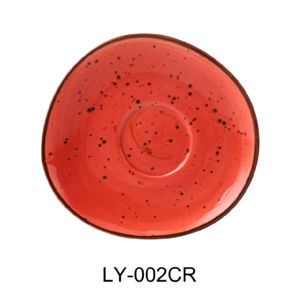 Yanco LY-002CR 6-1/2 Inch Freeform Saucer Porcelain Coral - Pack of 36