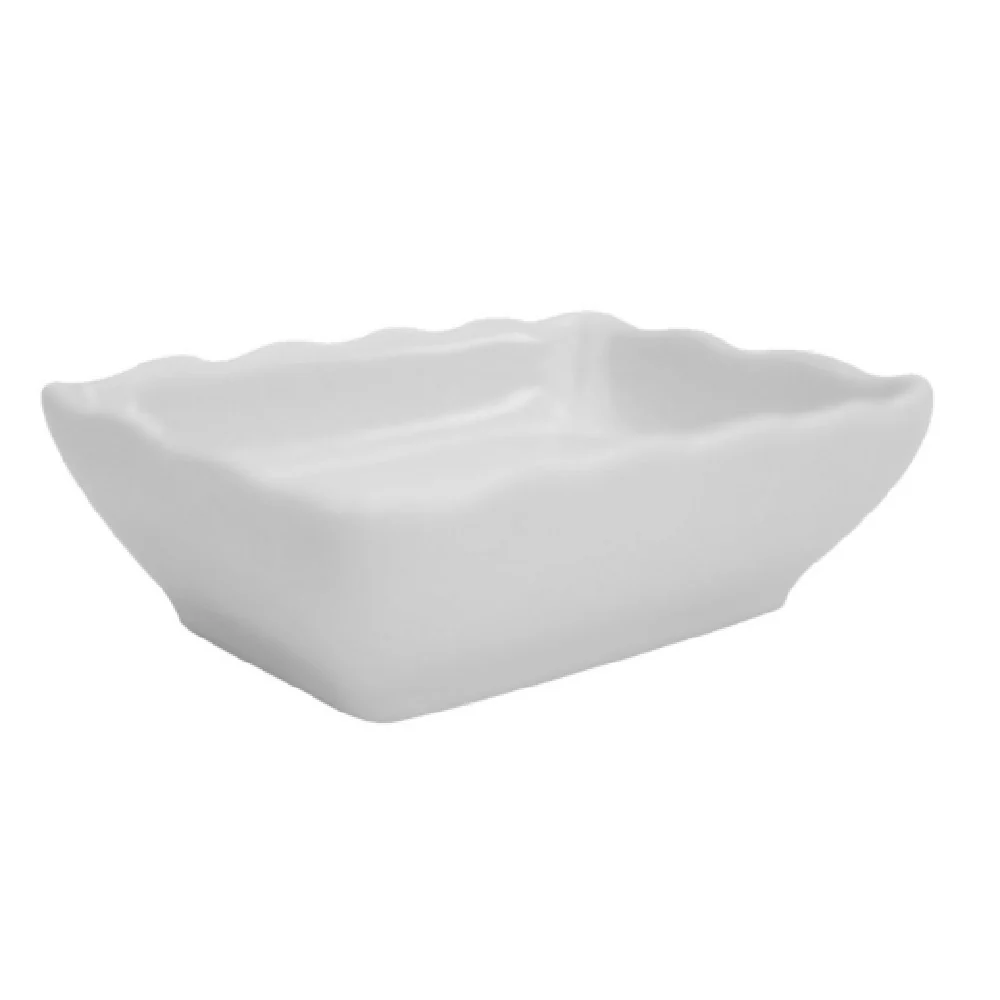 CAC China SHA-32A 4 Inch Rectangular Porcelain Sushia Sauce Dish with Dishwasher Safe