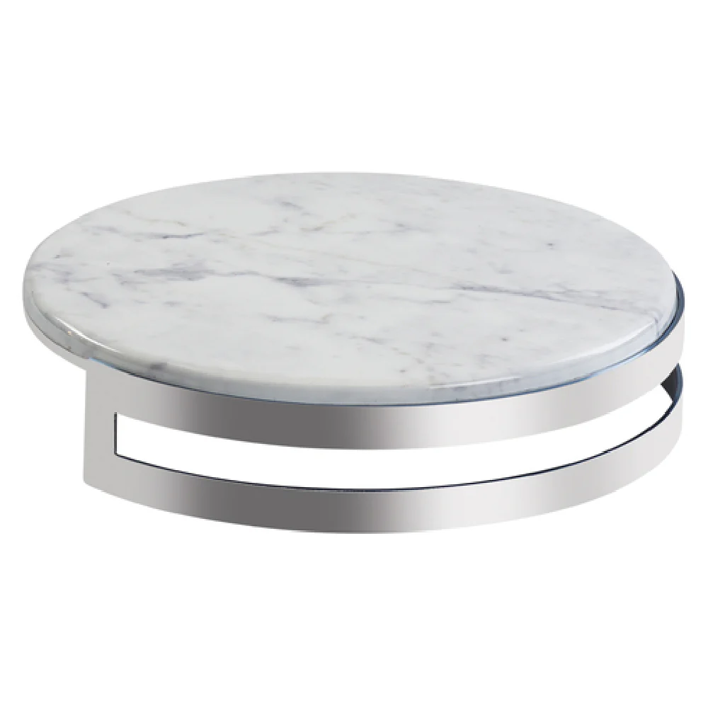 Cal Mil 3680-153-81M 15 Inch Round Display Riser with Faux Marble Top Stainless Steel Chrome