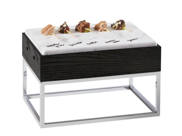 Cal Mil 3822-9-87 15 Inch Cinderwood Display Riser with Faux Marble Tray Gray