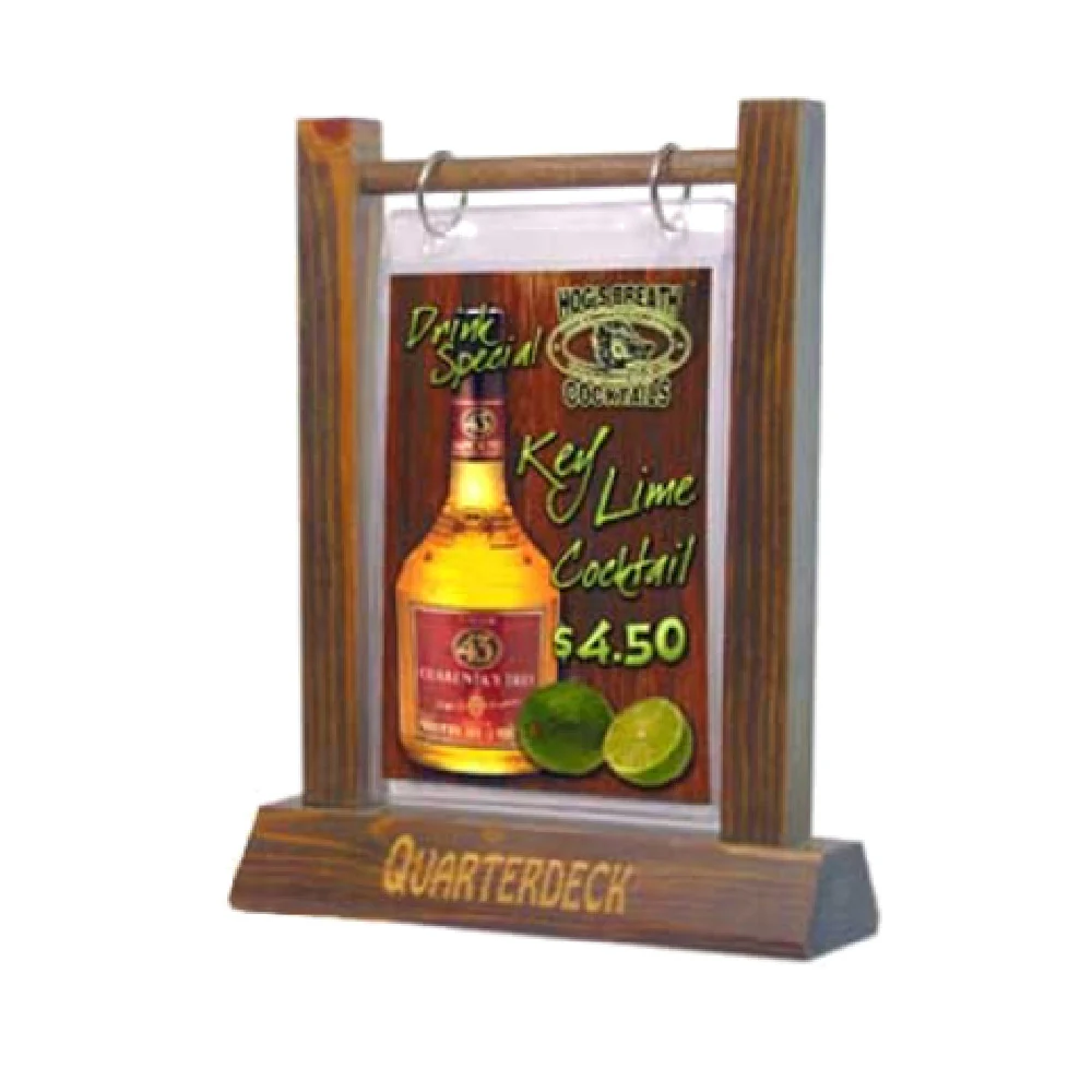 Menu Solutions WFT2S-B 5 Inch x 7 Inch Table Tent Wood Flip Top with Nickel Rings Menu Solutions WFT2S-B 5 Inch x 7 Inch Table Tent Wood Flip Top with Nickel Rings