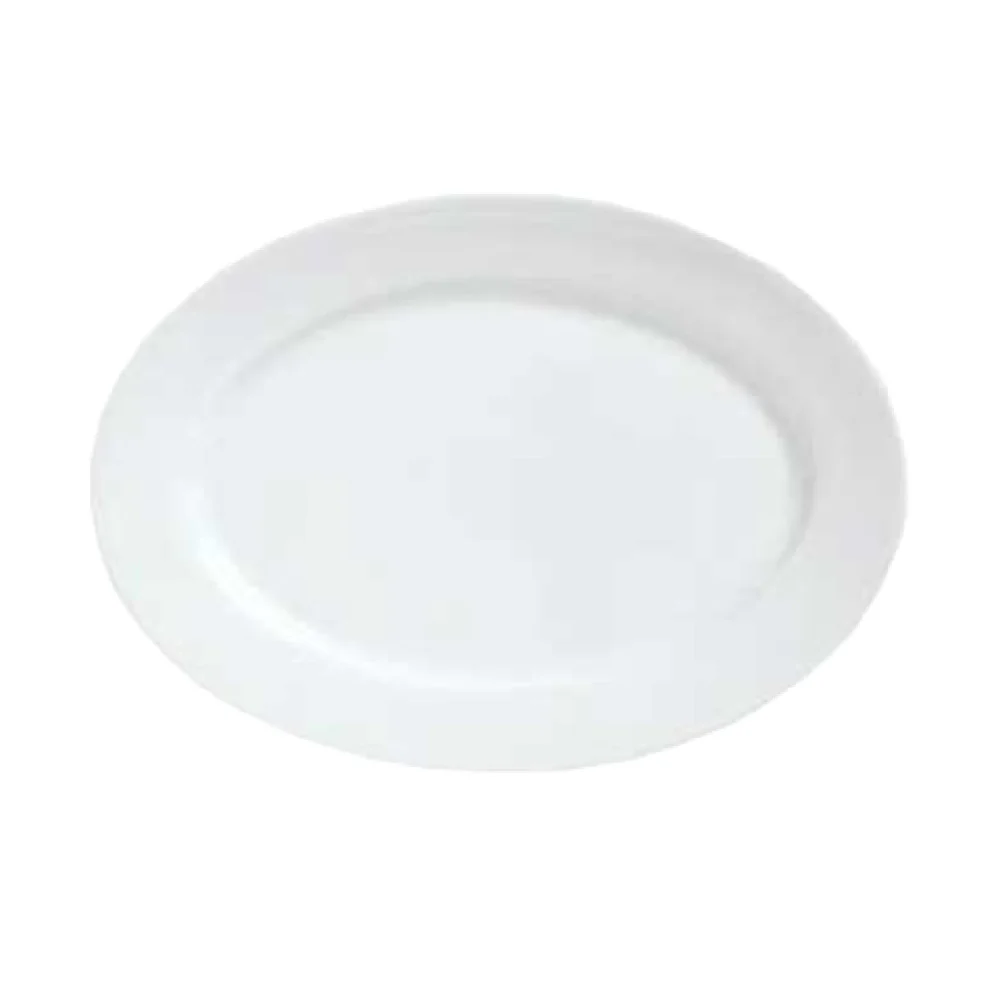 Libbey 911194009 12 Inch Platter Rimmed Oval to Polished Foot Porcelain White
