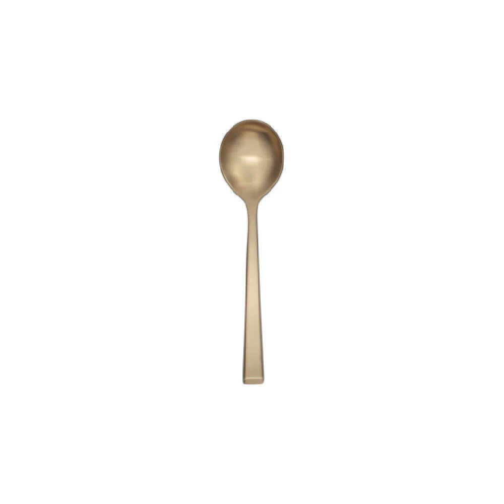 Libbey 902 016 6-1/8 Inch Bouillon Spoon Santorini Gold Low-Sheen Satin Finish