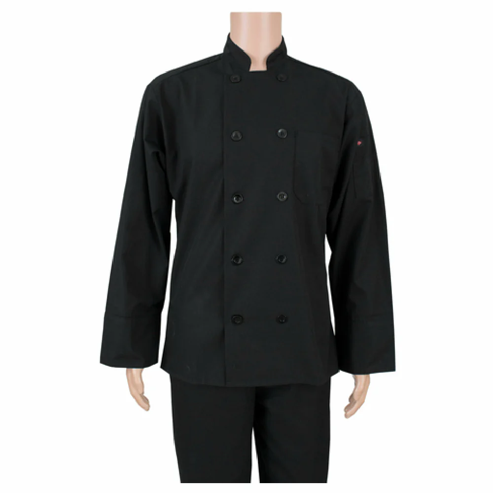 John Ritzenthaler Company RZPPCOATBK2X Chef Coat 10-pearl Button Long Sleeve Black